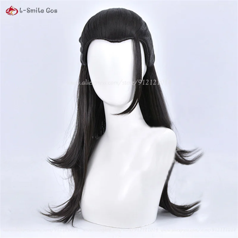 Anime Suguru Geto Cosplay Wig Long Black Wig And Earrings Heat Resistant Synthetic Hair Party Wigs + Wig Cap