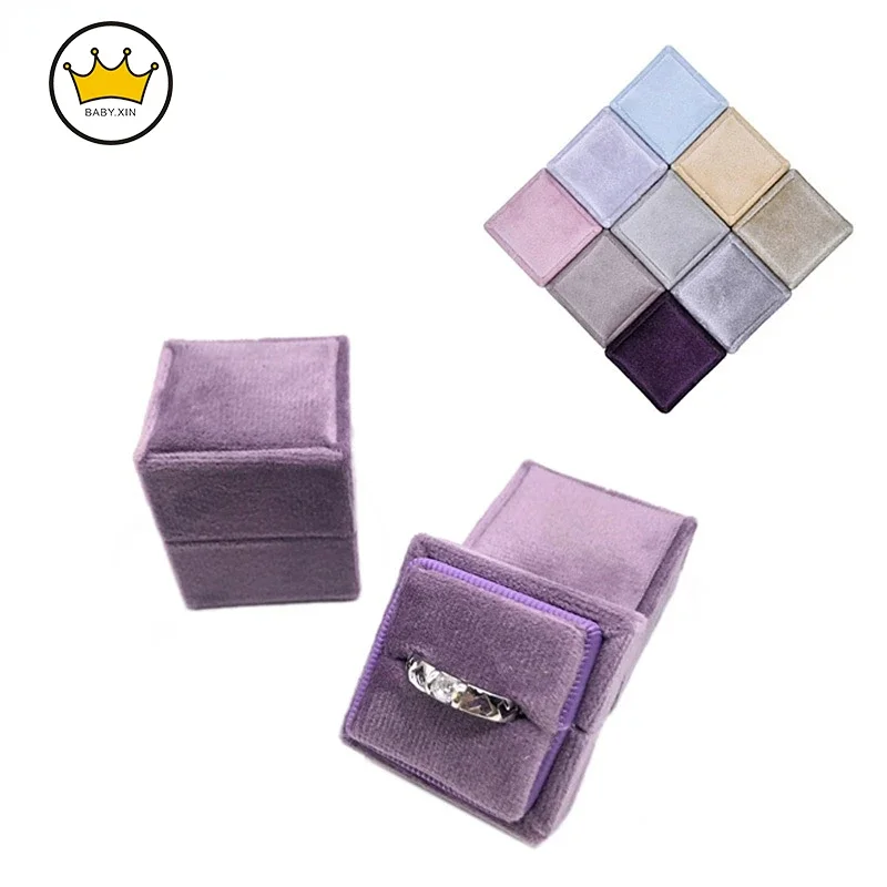 

Square Ring Box Rings Box for Wedding Jewellery Store Packaging Gift Box Wholesales Velvet Container Jewelry Display Holder