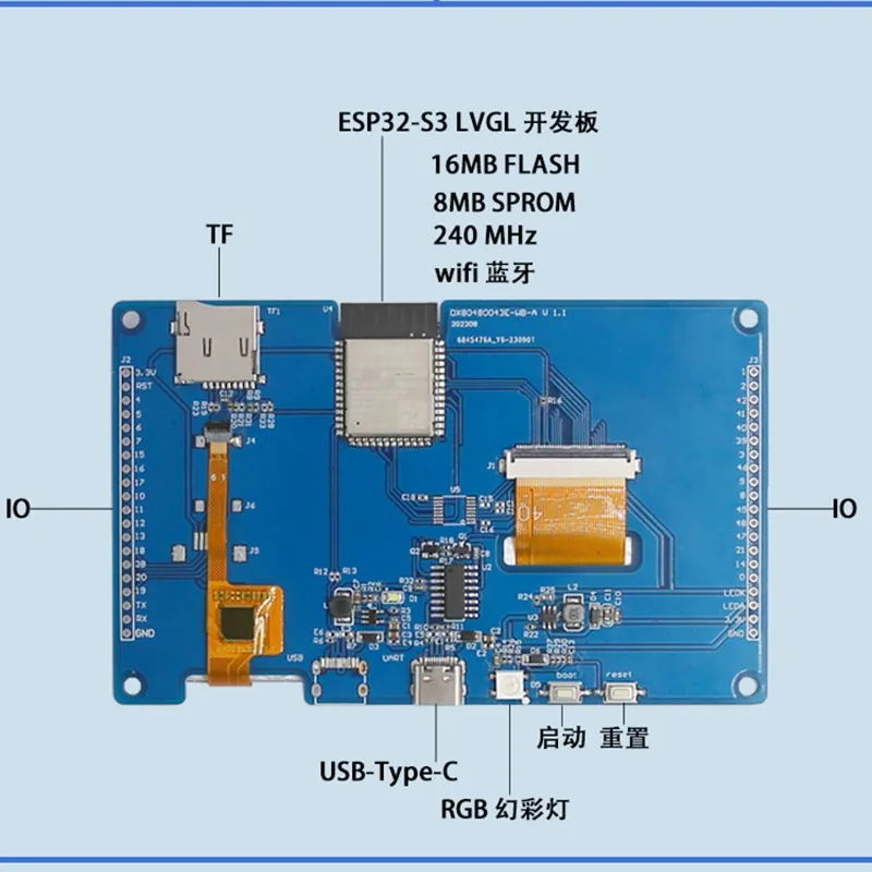 

ESP32-S3 Development Board with 4.3 Inch Capacitive Touch Screen LVGL Human-machine Interaction IoT Bluetooth WIFI