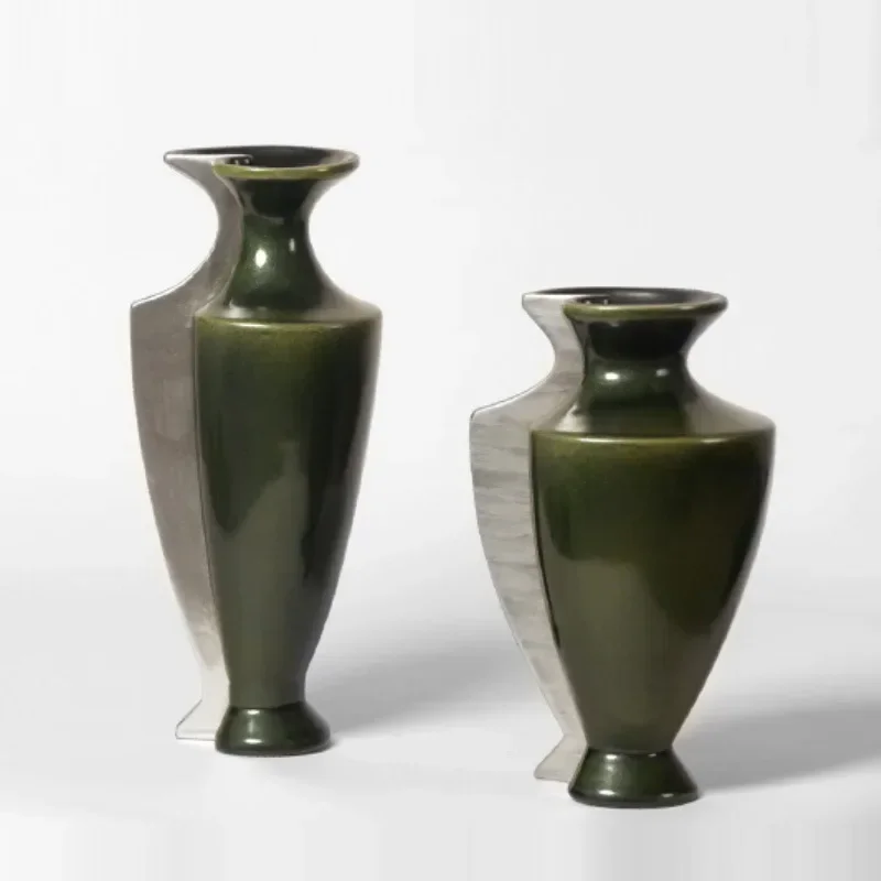 New Chinese-style living room ornament ceramic vase dining table atmosphere decoration arrangement soft pottery pot flower