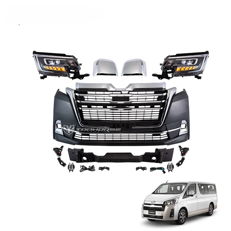 New Arrived 2019-2022 TOYOT_A Hiace Super Grandia Elite Facelift Body Kit Bumper Auto Parts PP Material