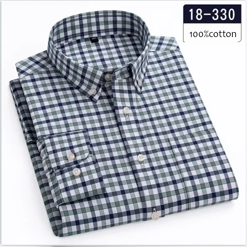 New in shirt Hight qulity 100%cotton long-sleeve shirts for men slim fit causal shirt soft striped plaid white office clothes