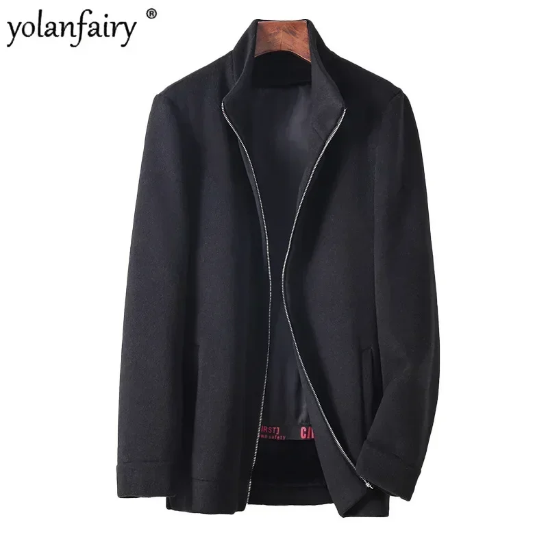 

Men's Wool Coat Male Winter Jacket Thick Detachable Rabbit Hair Linner Double Sided Wool Stand Collar Real Fur Coats Autumn New