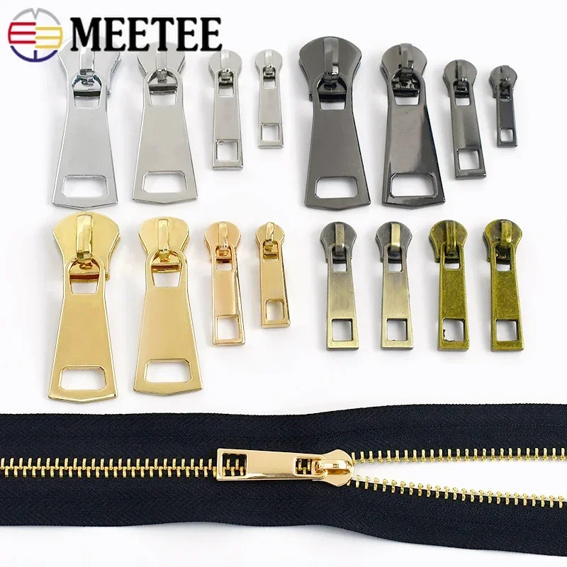

5/10Pcs Meetee 3# 5# 8# Metal Zipper Puller Sewing Zippers Slider for Clothes Bags Pocket Zips Repair DIY Hardware Accessories