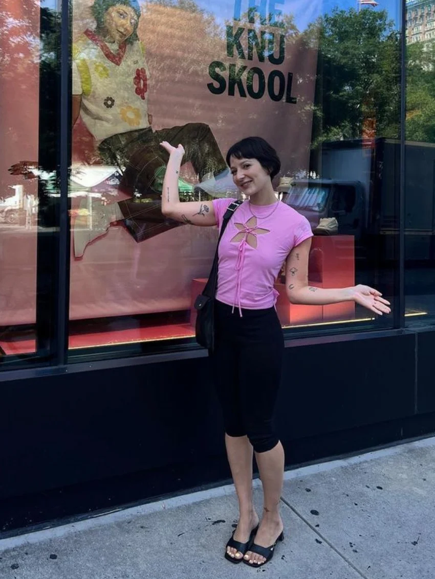 Slim Fit Ort Sve T-Shirt aus reiner Baumwolle, ausgehöhlt, Sommer, dünn, rosa, Cr-Weiß, zweifarbig, rundes Baumwoll-T-Shirt im Ne-Line-Design