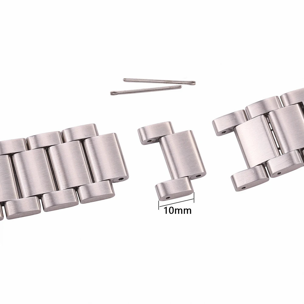 Stainless Steel Watch Band Bracelet 18mm 20mm 22mm Silver Solid Metal Watchband Straight End Strap Accessories