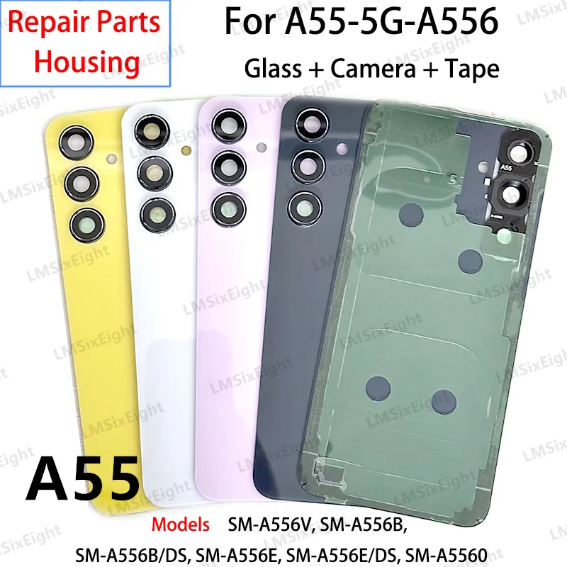 

A55 For Samsung Galaxy A55 5G A556 Phone Housing Glass Cover Battery Case Back Cover Rear Door Lid Panel Camera Lens Sticker