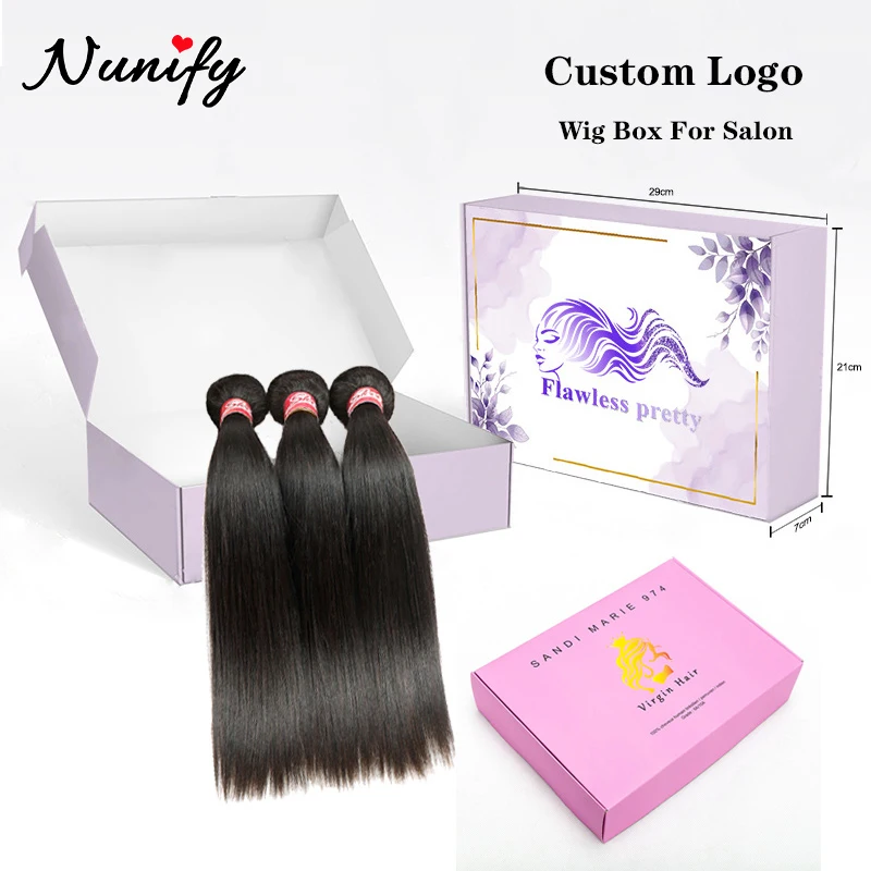 

Personalized Square Paper Packaging Box For Wigs Custom Logo Paper Boxes For Bundles 50Pcs Wig Storage Box Colour Fold Gift Box