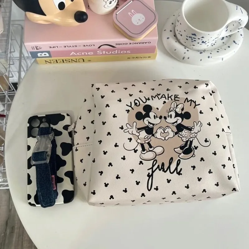 Disney Mickey Minnie Mouse Cosmetic Bag Cartoon Anime Girl Travel Portable Toiletries Large Capacity Clutch Bags Organiser Pouch