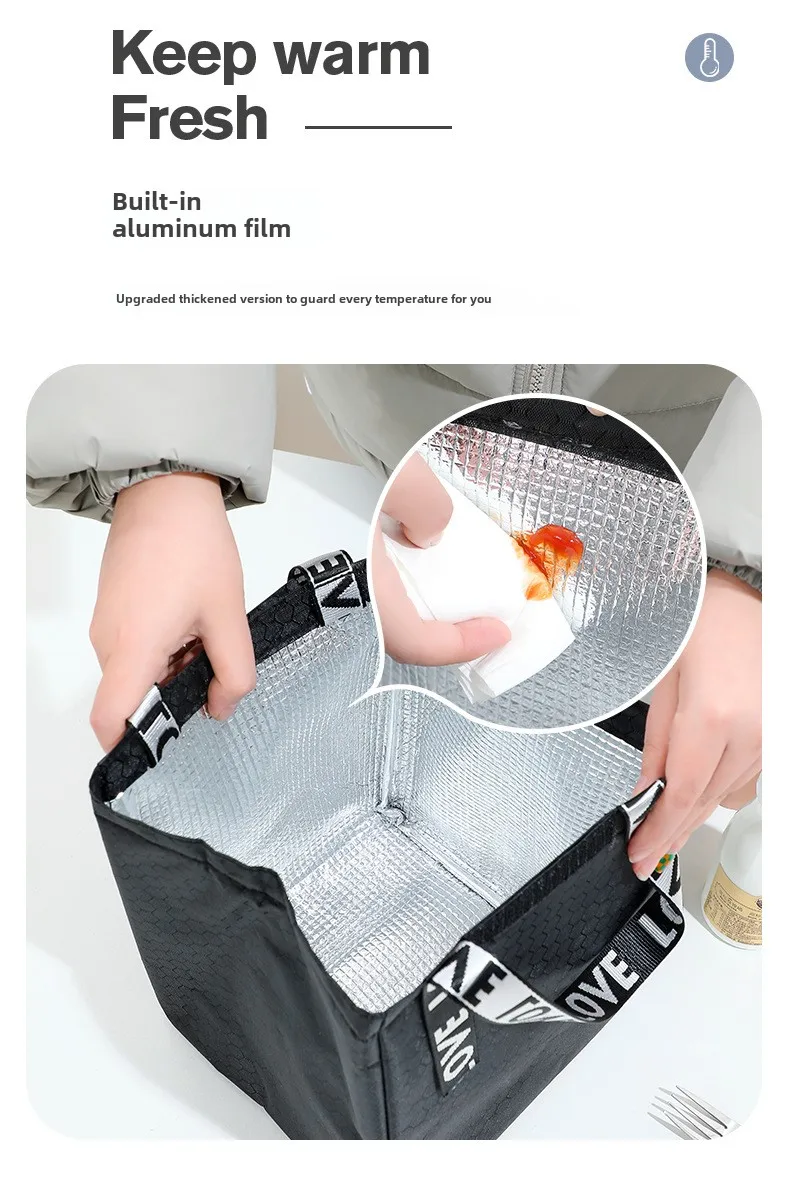 Navy Forest Lunchbox, große Kapazität, tragbar, isoliert, Thermo-Lunch-Tasche aus Oxford-Stoff, Lebensmittelaufbewahrung, Picknick-Tasche für Damen und Herren – Detail 5