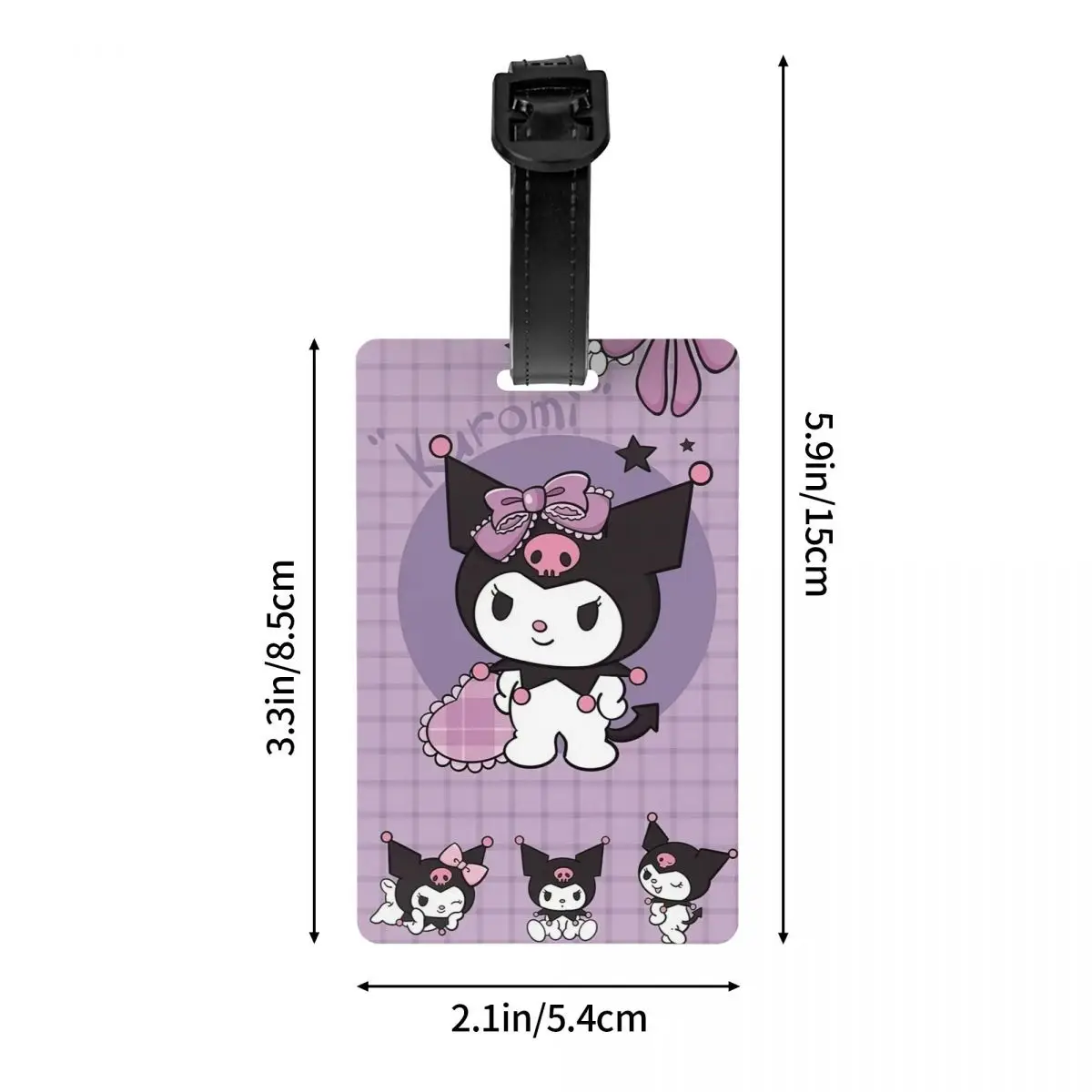 Purple Kuromi Luggage Tag Kawaii Cartoon Travel Bag Suitcase Privacy Cover ID Label