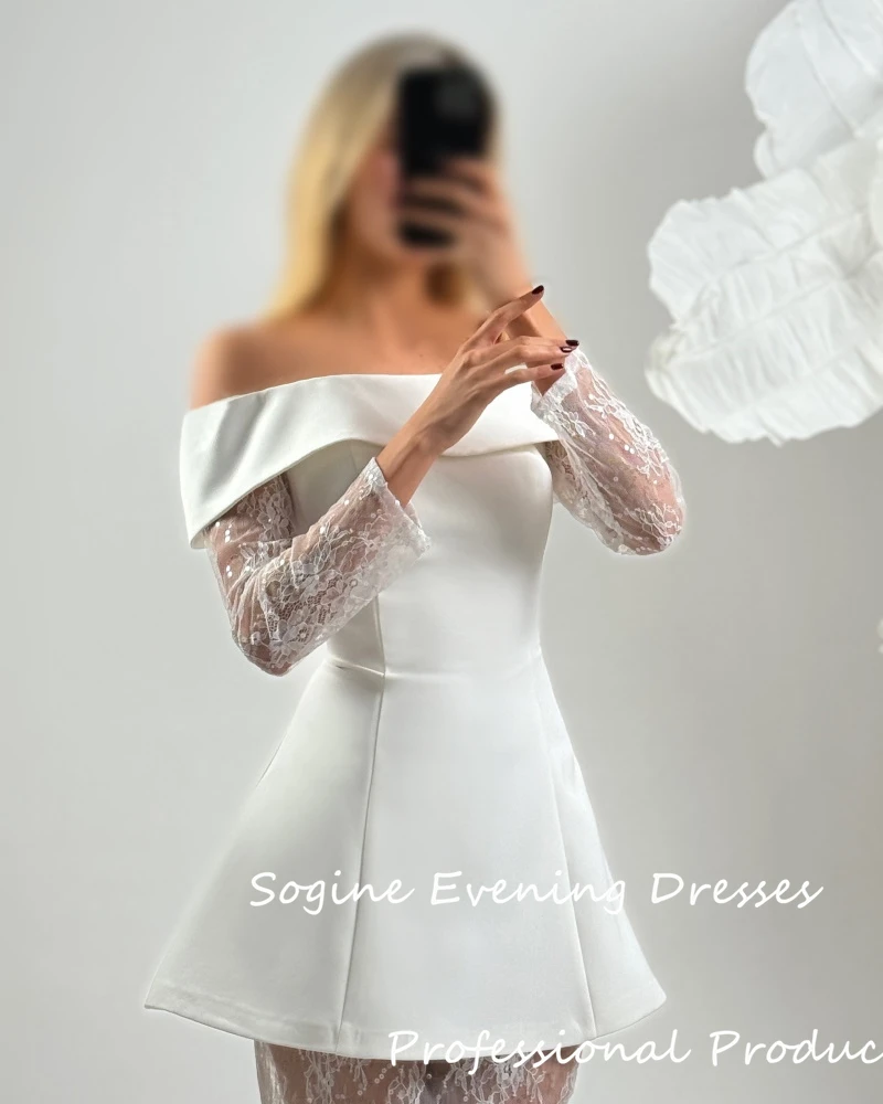 فستان رسمي مكشوف الكتفين من الدانتيل والكريب للحفلات الراقصة من Serene Hill فساتين صدرية 3/4 كم رداء حفلات الكوكتيل