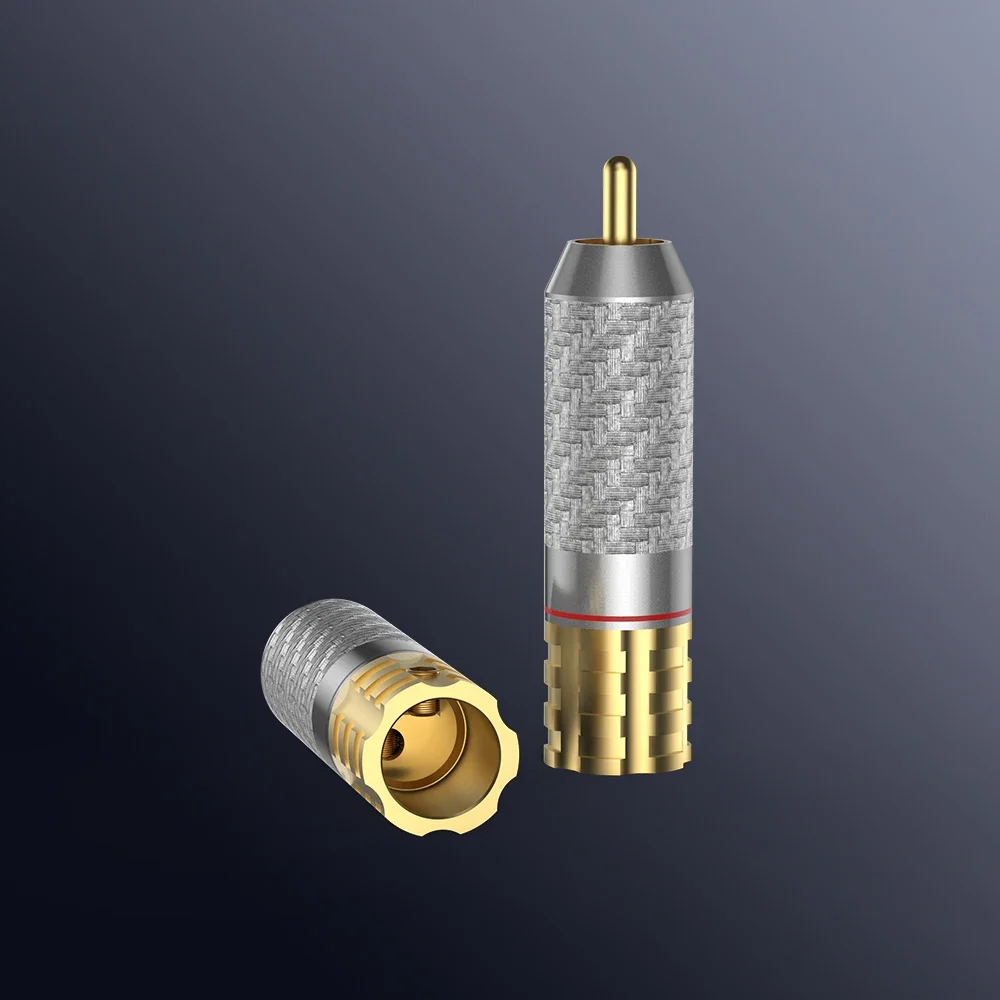 4 قطعة Viborg VR108G النحاس النقي 24K مطلية بالذهب ألياف الكربون RCA نسخة غير لحام مسامير قفل