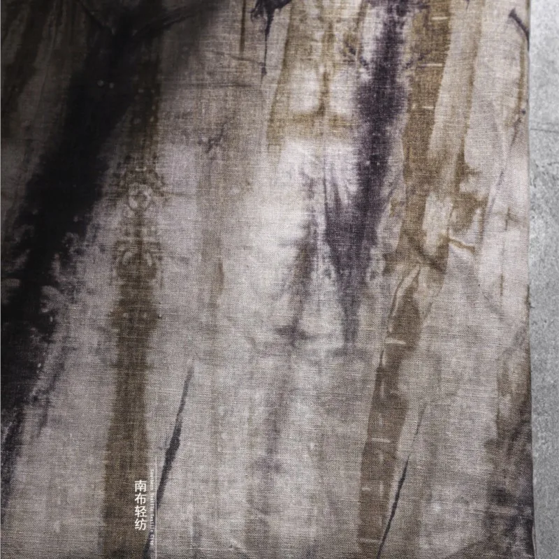 ผ้าฝ้ายย้อมมัดย้อมชาติพันธุ์และผ้าลินินลายพืชออกแบบเสื้อเชิ้ตสําหรับเสื้อผ้า