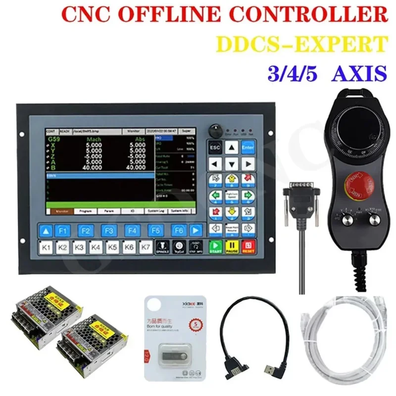 New Updated Ddcs-Expert Cnc Offline Controller 3/4/5 1Mhz G Code 6 Axis With Emergency Stop Electronic Handwheel