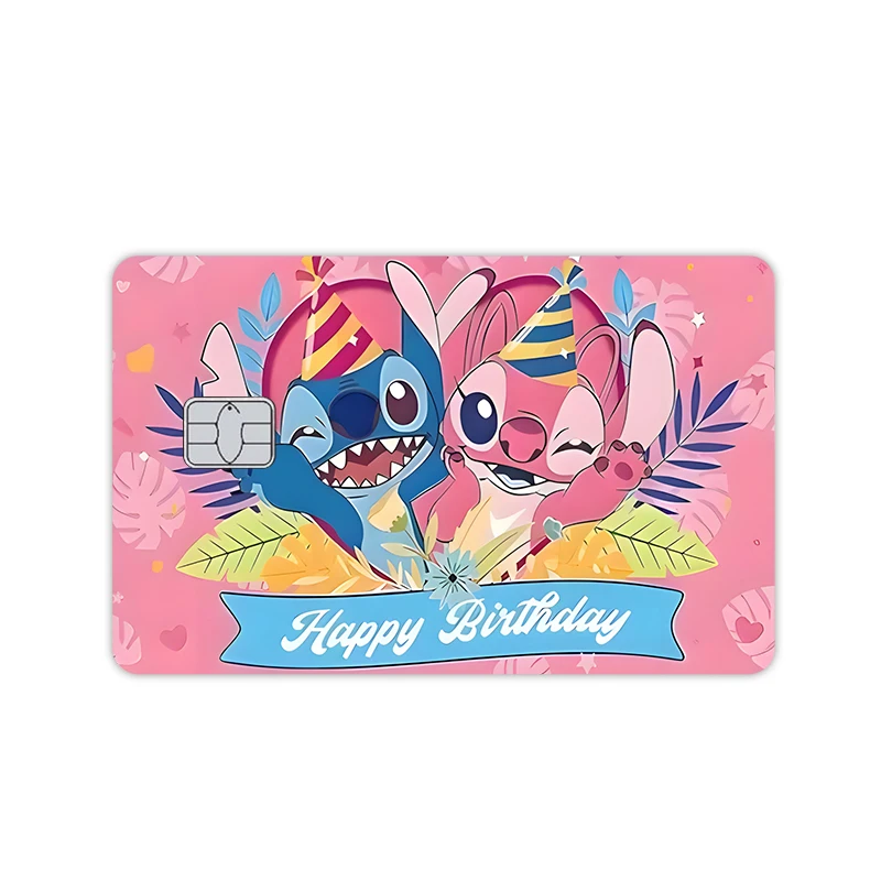 Anime New Stitch Cartoon Star Laser Adesivi in PVC per credito, debito, banca, carta di Visa, pellicola, copertura della pelle, impermeabile, grande, piccolo, senza chip