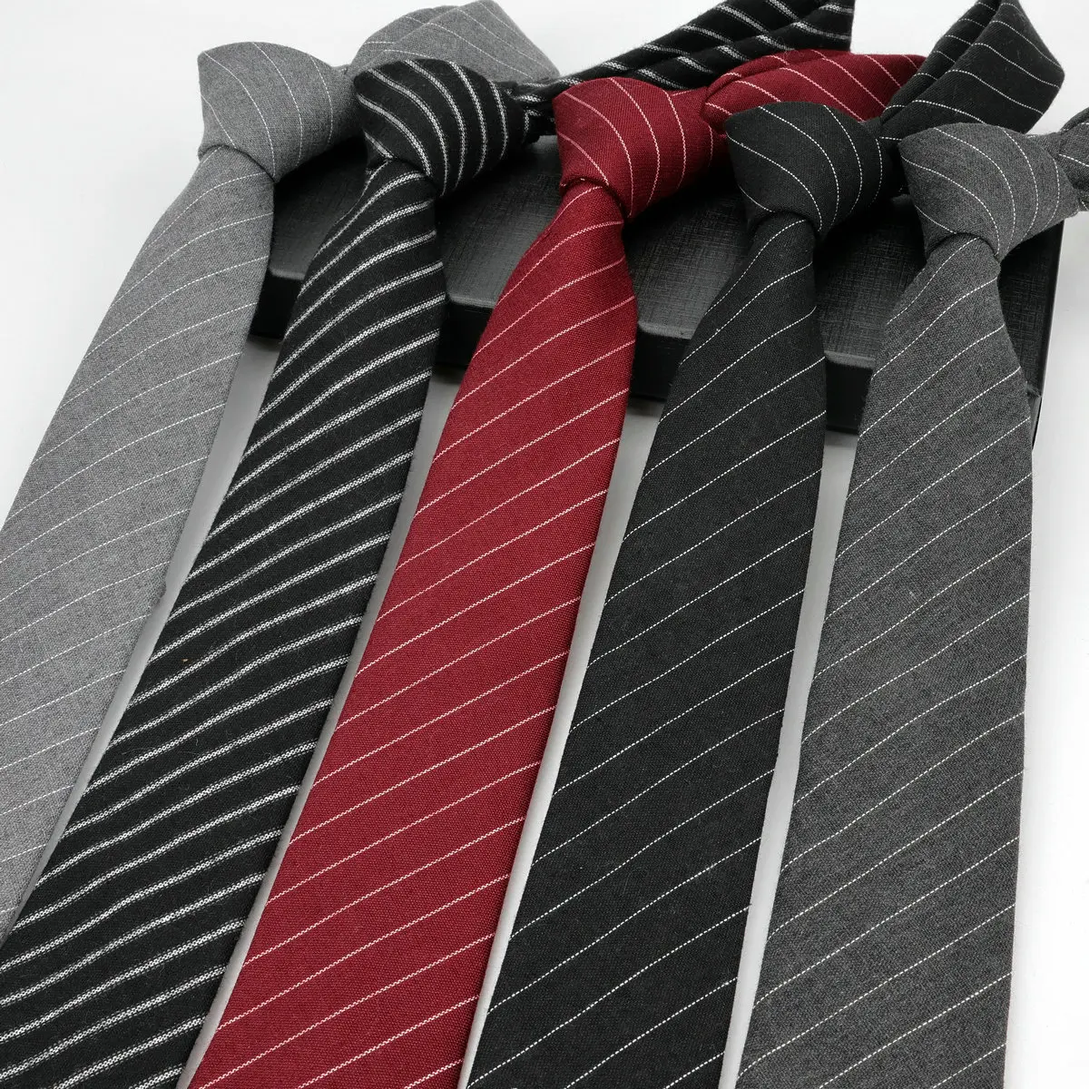 Corbatas para hombre de 6cm, corbatas clásicas de algodón hechas a mano, corbatas ajustadas a rayas para hombre, cuello estrecho, Cachemira delgada, accesorios de corbata informales, regalos