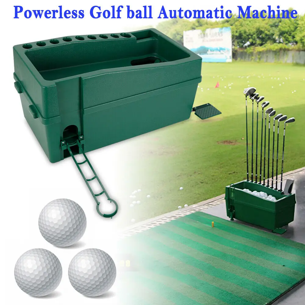 Automatic Golf Ball Dispenser Golf Ball Pitching Green Auto Tee Up Machine W/ Cue Holder