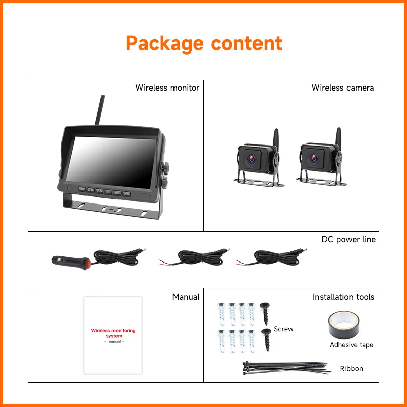 

Технология Wi-Fi 6 9-36 В для автомобиля, грузовика, автофургона, прицепа, резервная двойная камера заднего вида, беспроводной 7-дюймовый комплект мониторов с обнаружением слепых зон BSD