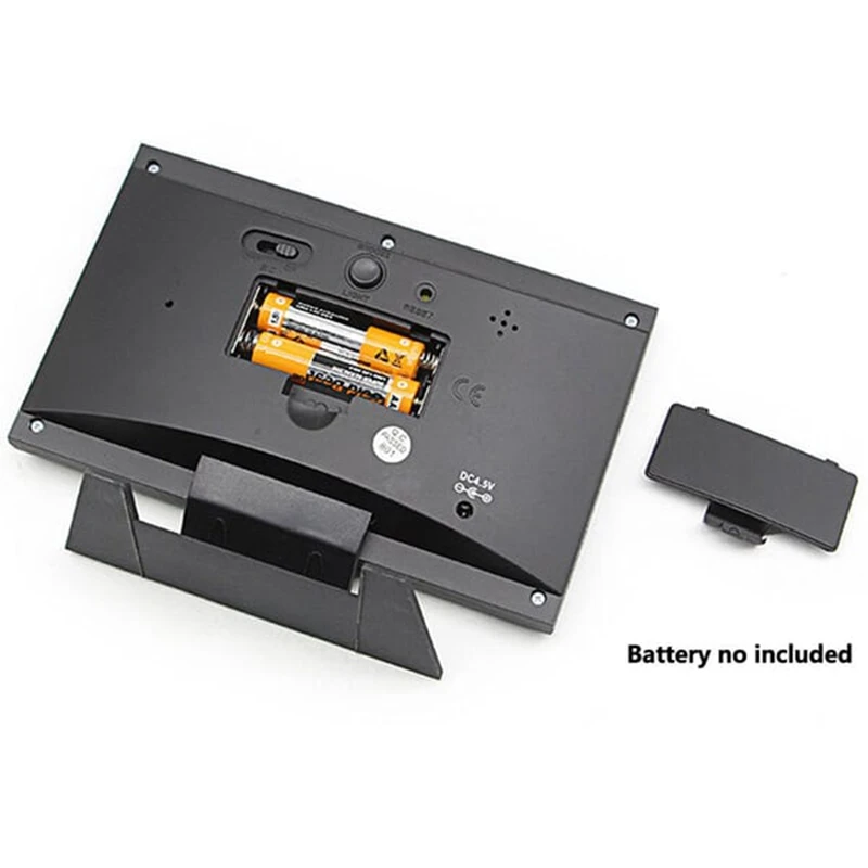 جهاز مراقبة درجة الحرارة والرطوبة الرقمي لمحطة الطقس LED مع عرض توقعات وساعة منبه للطاولة وساعة طقس بشاشة كبيرة