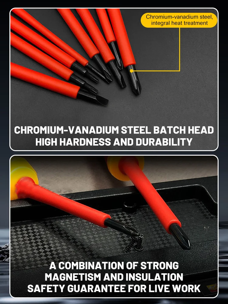 10Pcs Set Insulated Screwdriver Set 500V Hexagonal Phillips Slotted Bits Electrician For Electrician Hand Tool Multifunctional