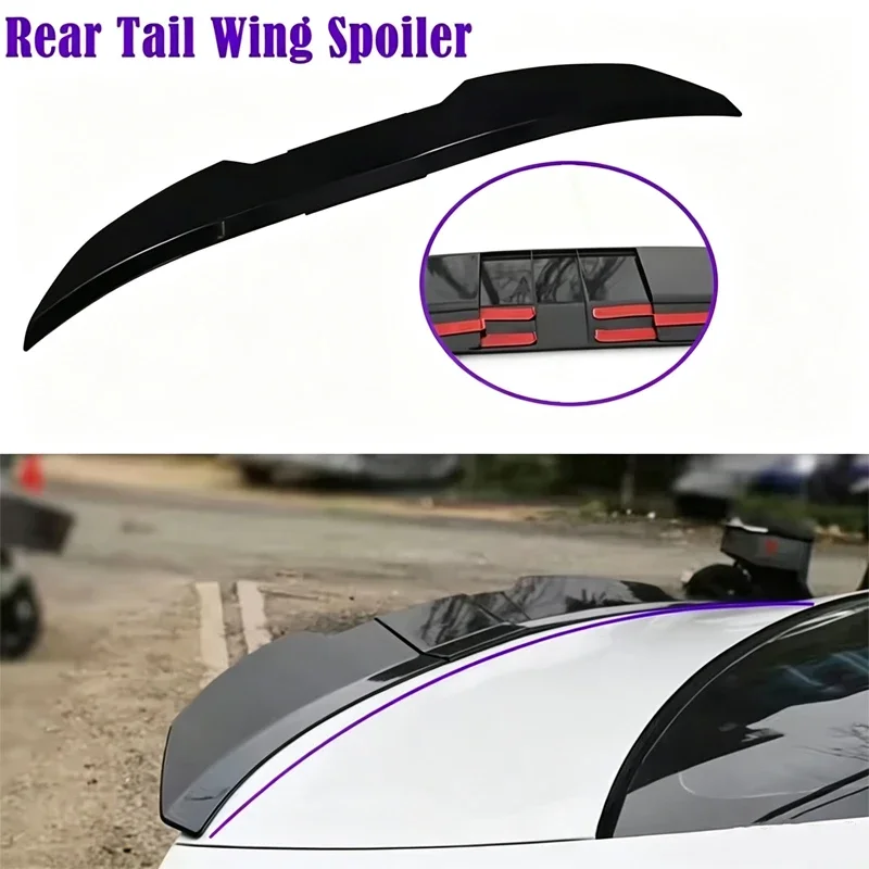 For Peugeot 508 Sedan V-Shape No-Punch Car Trunk Fixed Spoiler ABS Blade Style Roof Middle Tail Wing Auto Refit Accessory