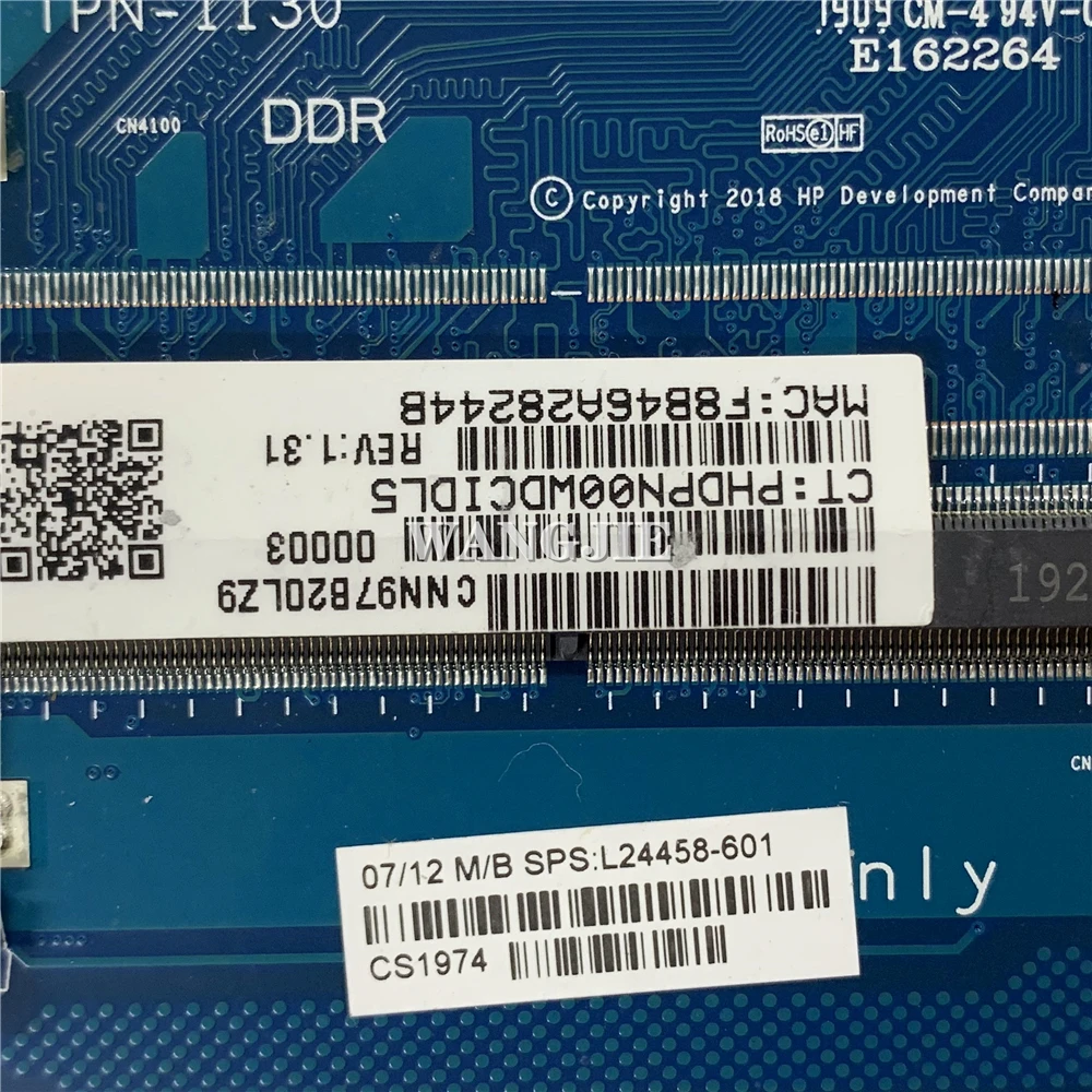 ノートブックマザーボード,hp,hp 14-cf,14-df,14-nar-glk,TPN-I130,n4000 64gemmc,L24458-601, L24458-001, L23190-001,6050a2993001