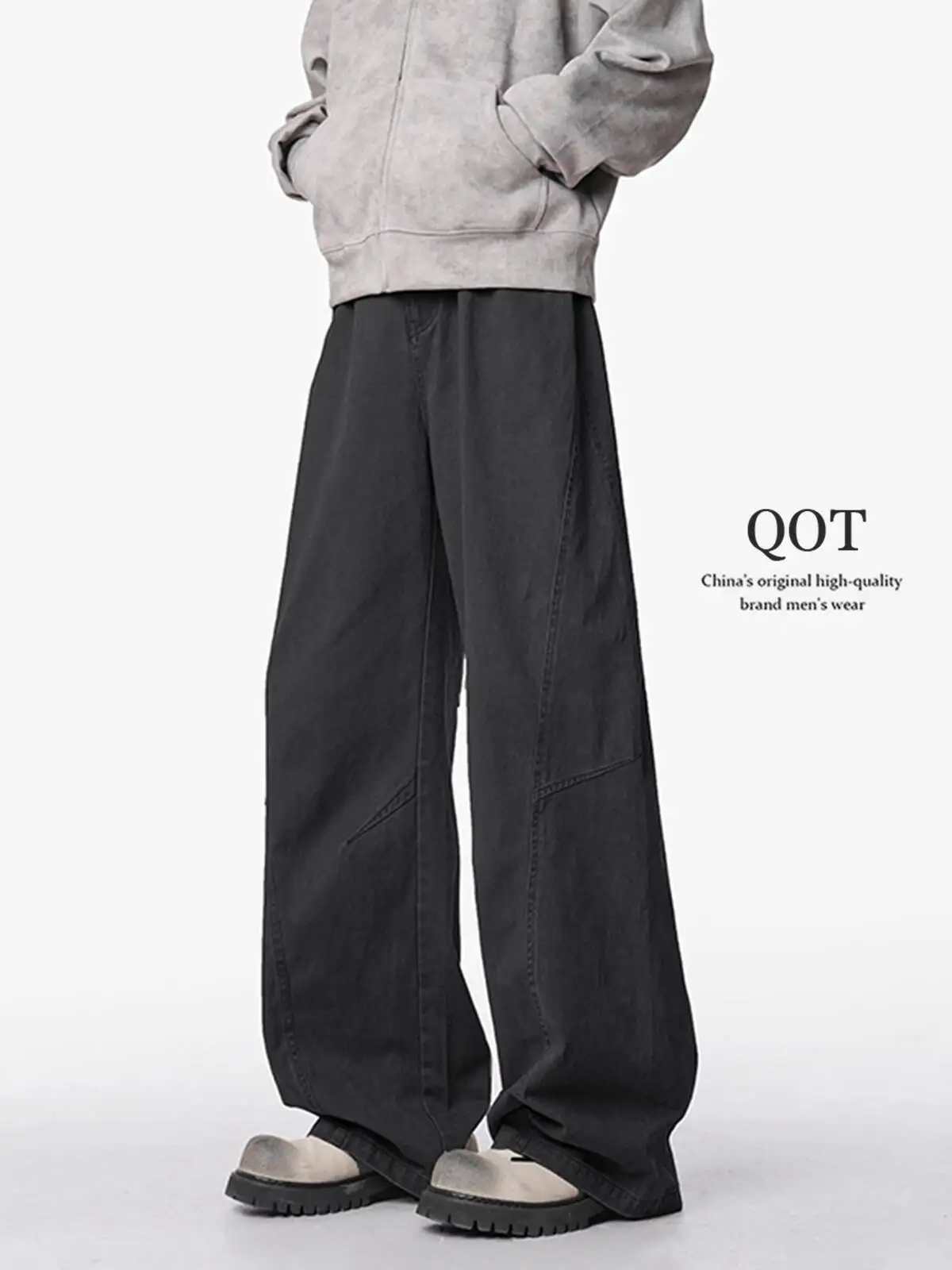 

Vintage Cargo Pants For Men Autumn Winter Casual Pants Streetwear Cleanfit Loose Versatile Straight Leg Paneled Casual Trousers