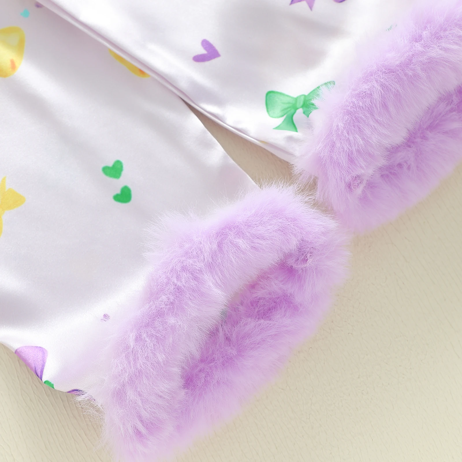 أطقم بيجامات MardiGras للفتيات الصغيرات قطع علوية لطيفة مطبوعة بفيونكة وأكمام طويلة مع بنطال مكون من قطعتين ملابس نوم