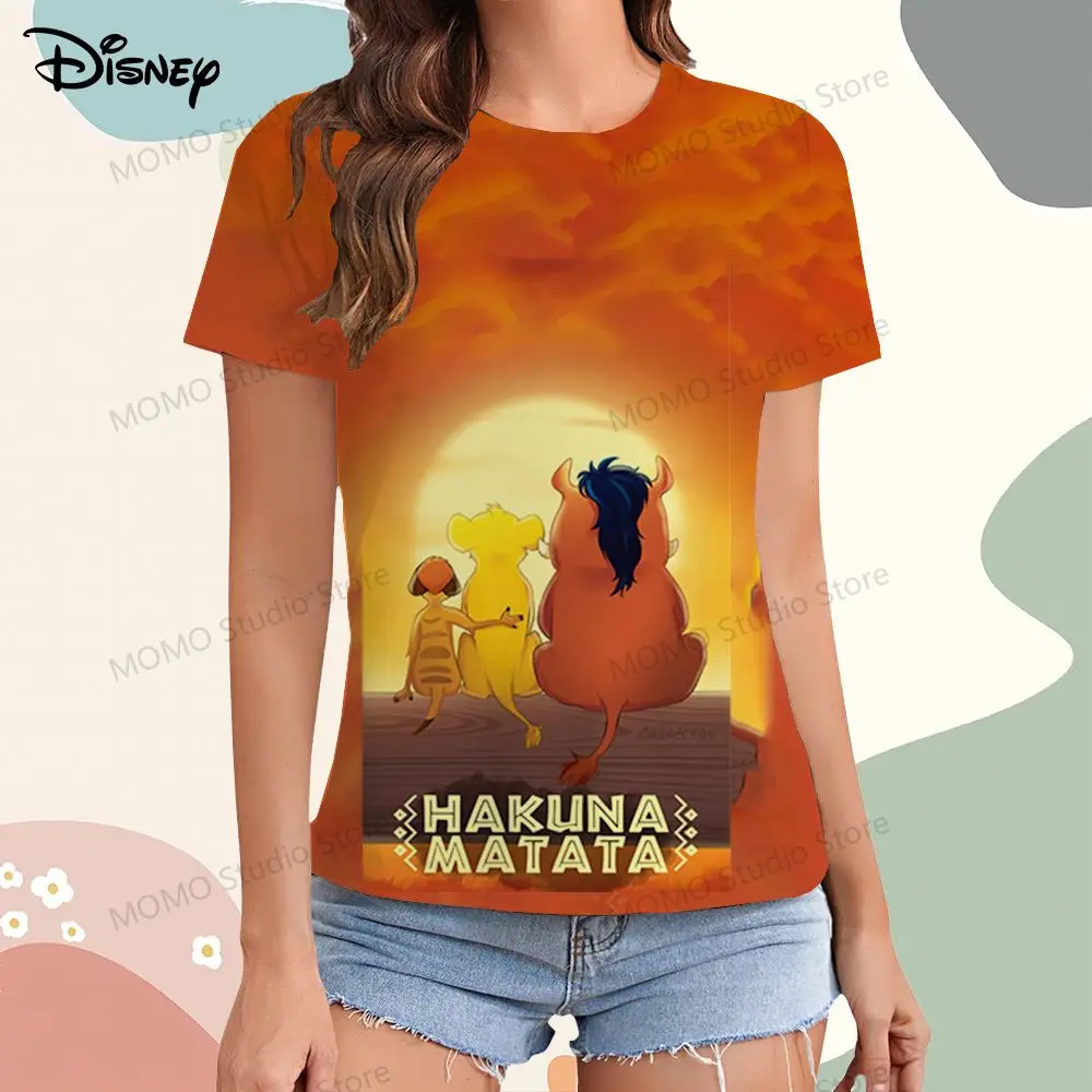 Simba Disney The Lion King T-shirt Women\'s Leisure XS-3XL O Neck Summer Short Sleeve Tee T-shirts Youthful Woman Clothes Y2k