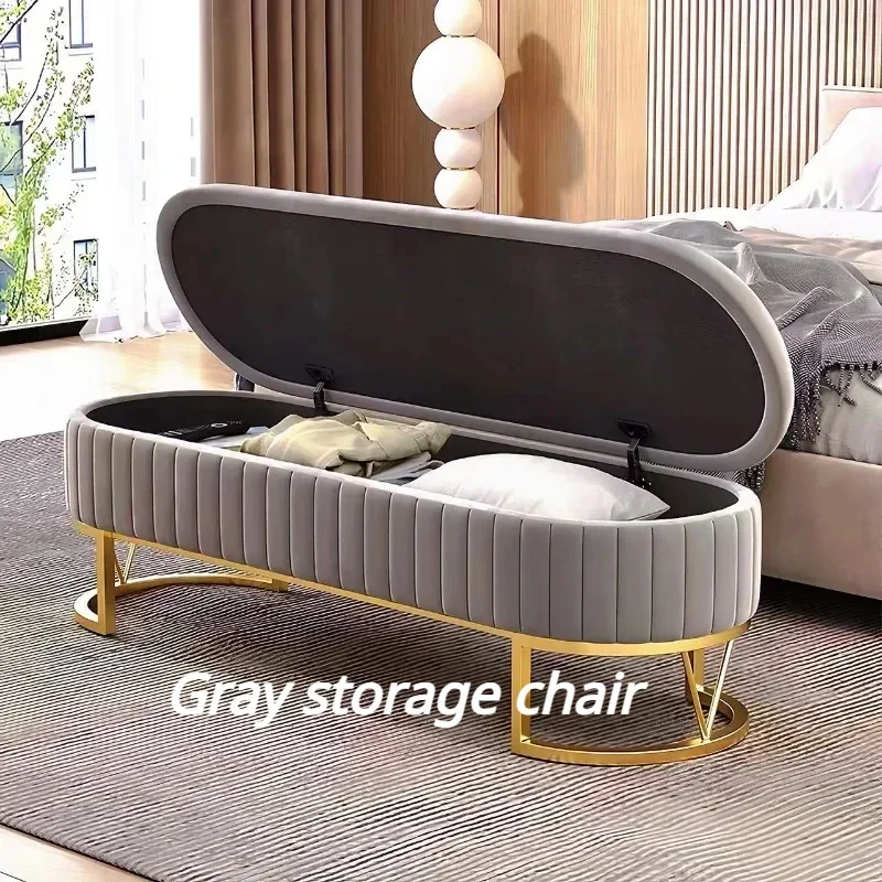 Simple and Fashionable Nordic Style Living Room Sofa Stool Shoe Changing Stool Light Luxury Bench Storage Stool Bedroom Home