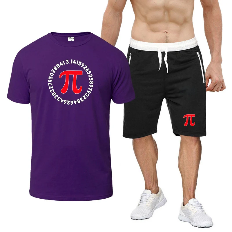 

Funny Pi Design Men Solid Color Short Sleeve Lapel Button Shirts And Shorts Two Piece Sets Fashion Streetwear Mens Casual Outfit