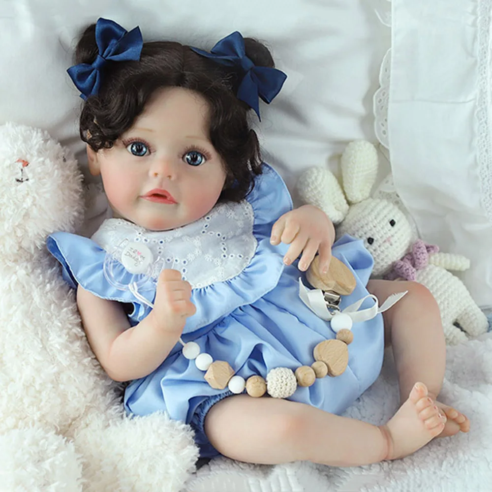 

Realistic Reborn Baby 48cm Silicone Newborn Dolls Girl Like Real Painted Veins Rooted Long Hair Lifelike Babies Toddler Toy Gift