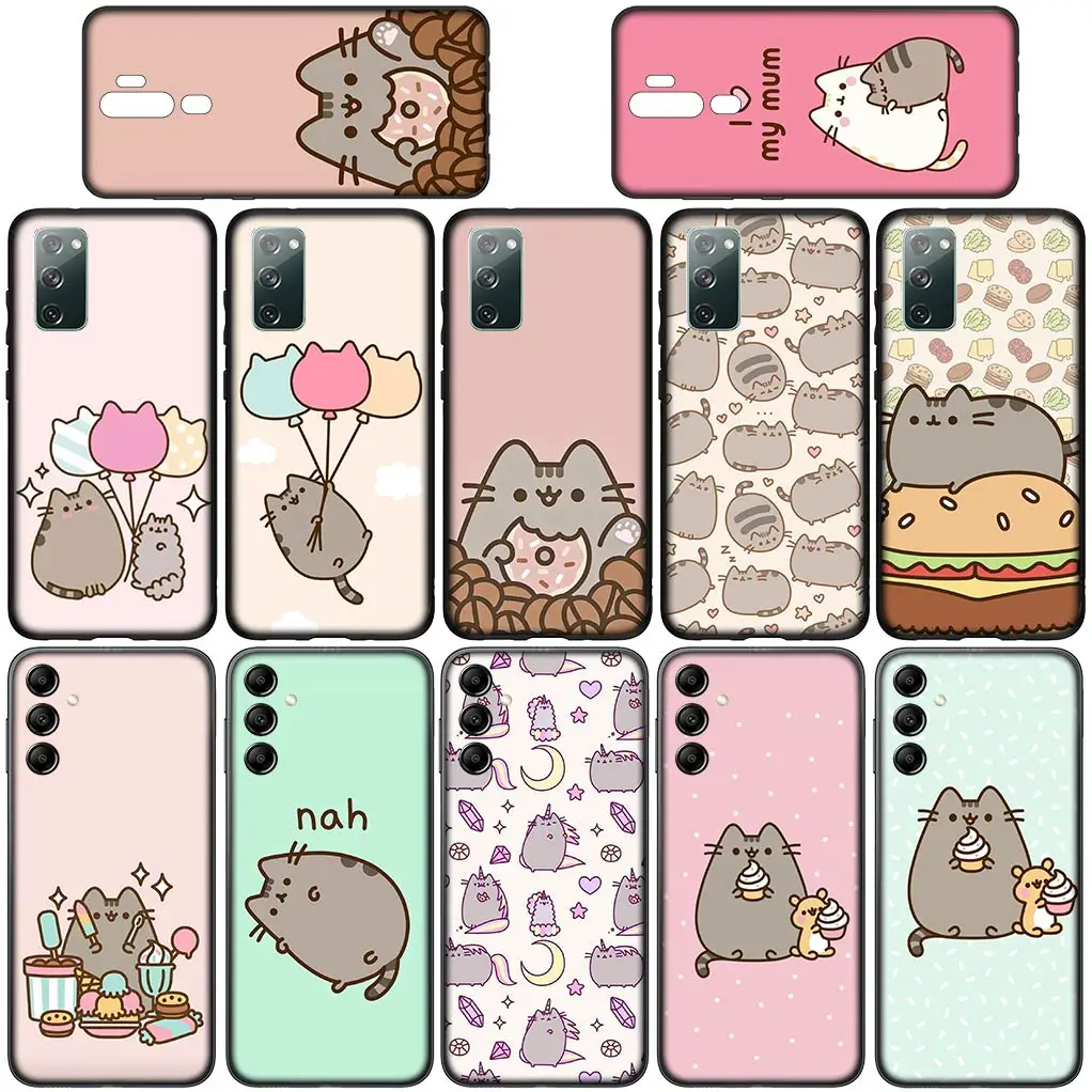 Cartoon P-Pusheens Cute Cat Phone Cover Case for Samsung Galaxy Note 20 Ultra 10 8 9 S10 Lite S9 A6 A8 Plus A9 Soft Coque