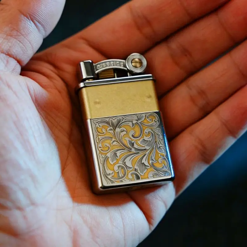 

Новая кнопочная зажигалка CHIEF, латунная резная зажигалка, аксессуары для сигарет, подарок для мужчин
