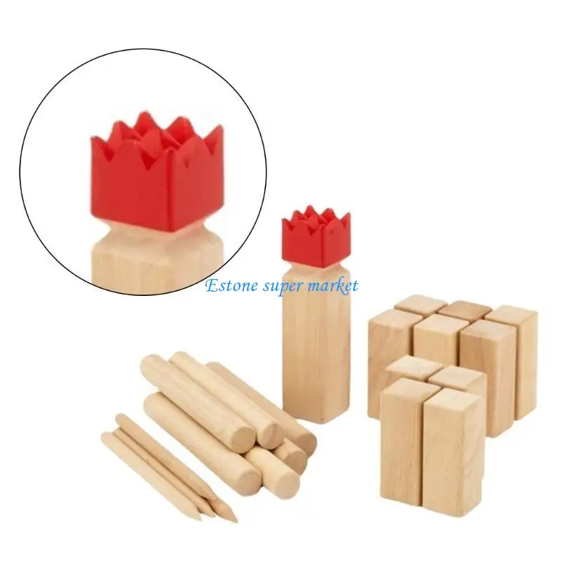 090B Funny Kubb Outdoor Game Set Discover Family Friendly Block Throwing Game Featuring King and Soldier Pieces