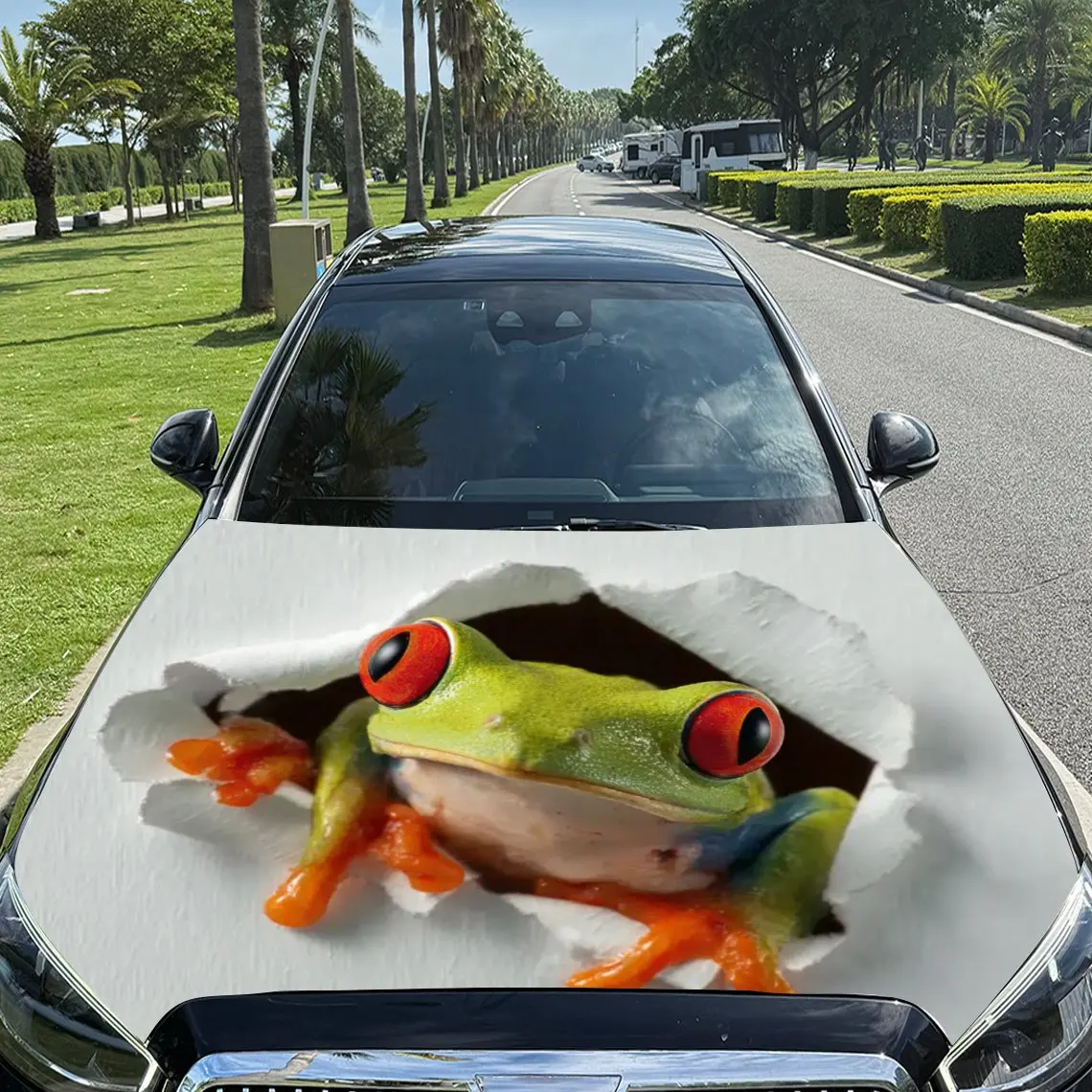 

Cute Frog Car Hood Stickers,Durable PVC Vinyl Packaging,Enhanced Protection And Style,Easy To Apply And Disassemble,Suitable For