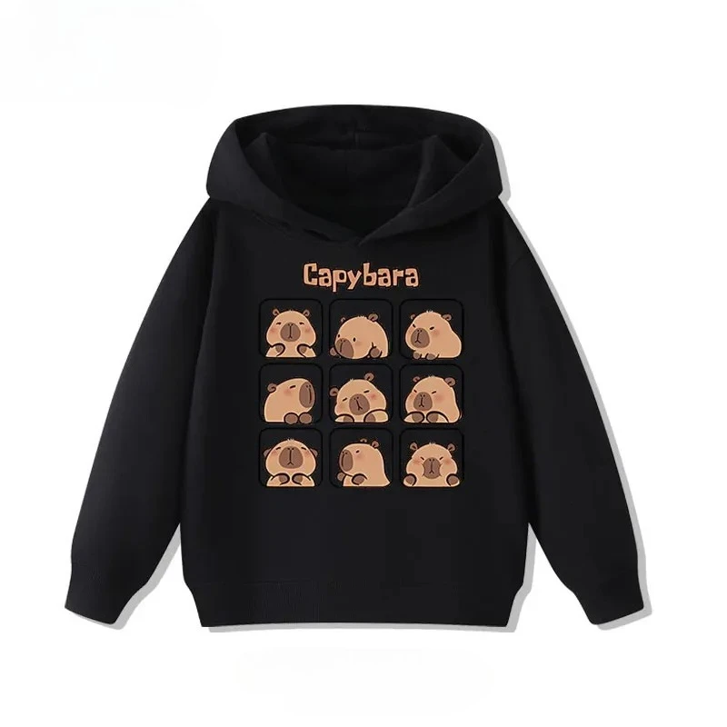 Herbst 3-12 Jahre Cartoon Niedlicher Capybara-Druck Kinder-Kapuzenpullover Lässiger Modischer Bequemer Jungen-Mädchen-Sweatshirt Pullover – Detail 5