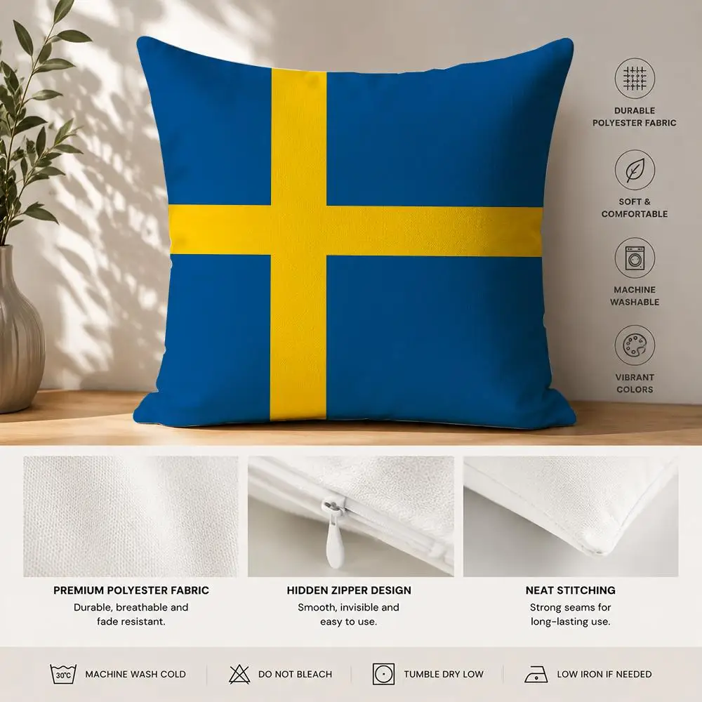 Switzerland Netherlands Sweden Cushion Cover 40x40cm Square Decorative Sofa Cushion Cover Bedroom Living Room Home Decor Gift