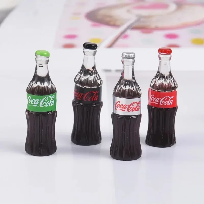 4pcs 32mm Mini Realistic Cola Drink Model for Kitchen/DIY House/Mininatures Decor 1/16 1/12 Doll House Accessories Toy