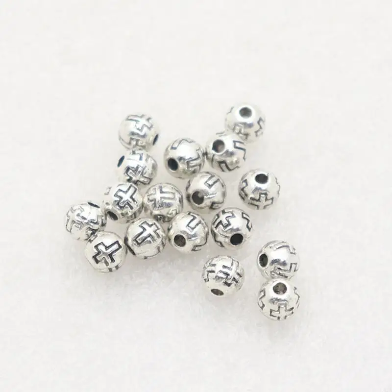 L43A Crucifix Round Beads Easy to Use Pre-Drilled with 1.2mm Fine Hole for Craft