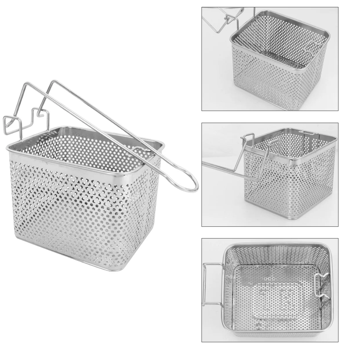 

Stainless Steel Square Oil Drain Strainer For Chicken Potatoes Chips Cooking Kitchen Tool Frying Basket Mini Stainless