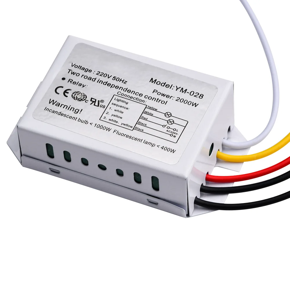 2Pcs 220V 2 Ways Digital Subsection Switch 1000W 300W for Ceiling Light Independence Control Section Switch Piecewise Switch