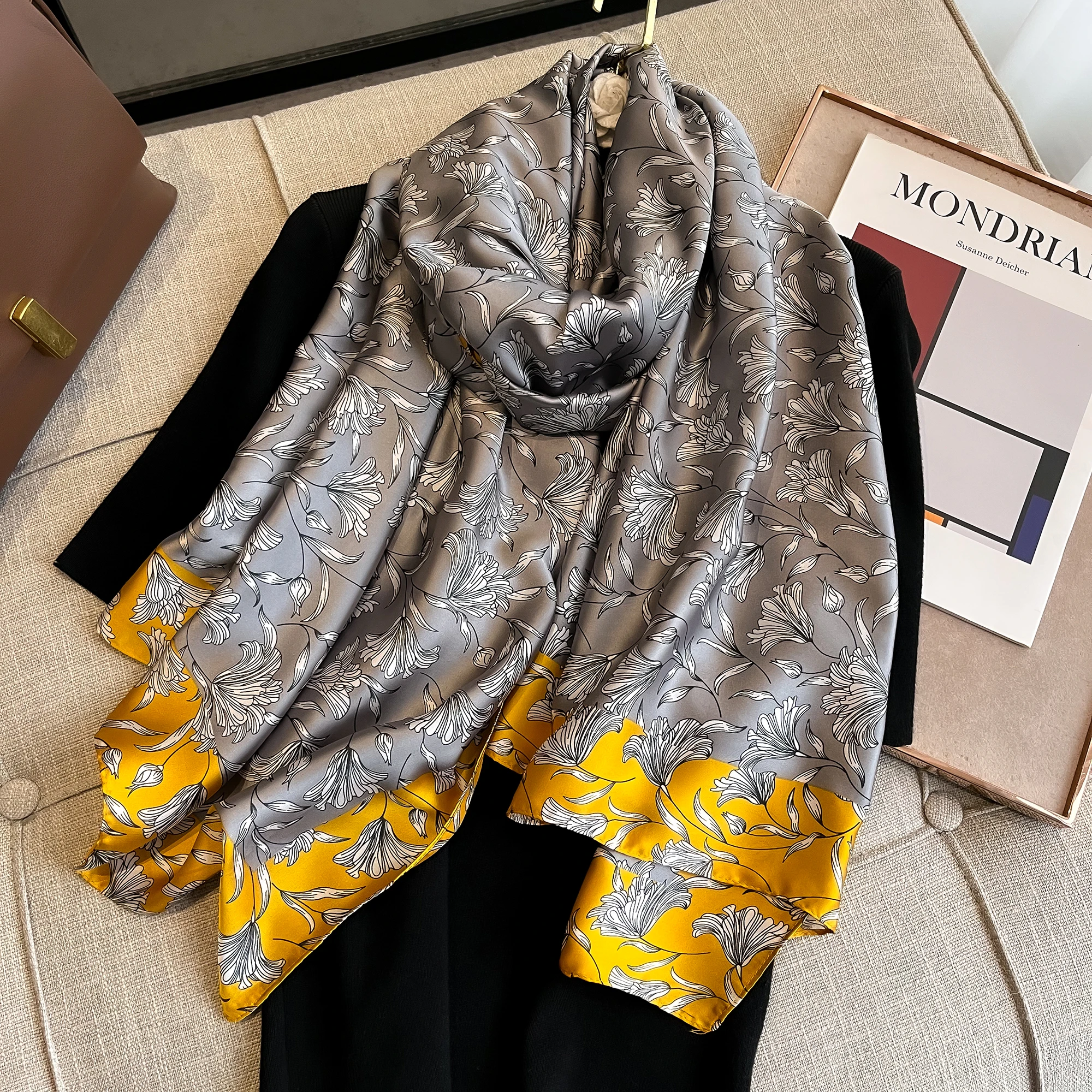 180*90cm Luxury Brand Women Scarf Summer Silk Shawl Lady Wrap Soft Female Echarpe Designer Beach Stole Bandanna foulard muffler