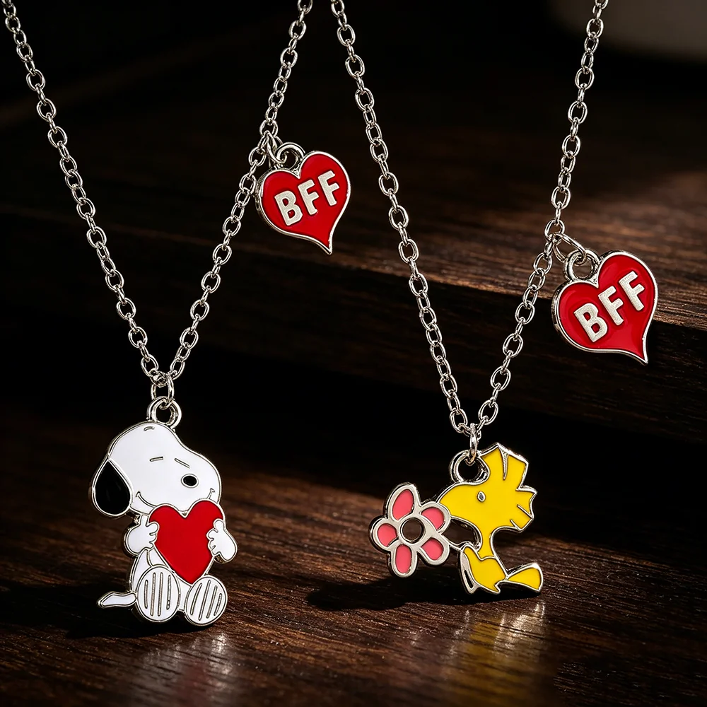 2 Stück Anime Cartoon Snoopy Halskette Kreativer Niedlicher Anhänger Accessoire für Freunde und Paare Jubiläums-Accessoires – Detail 4