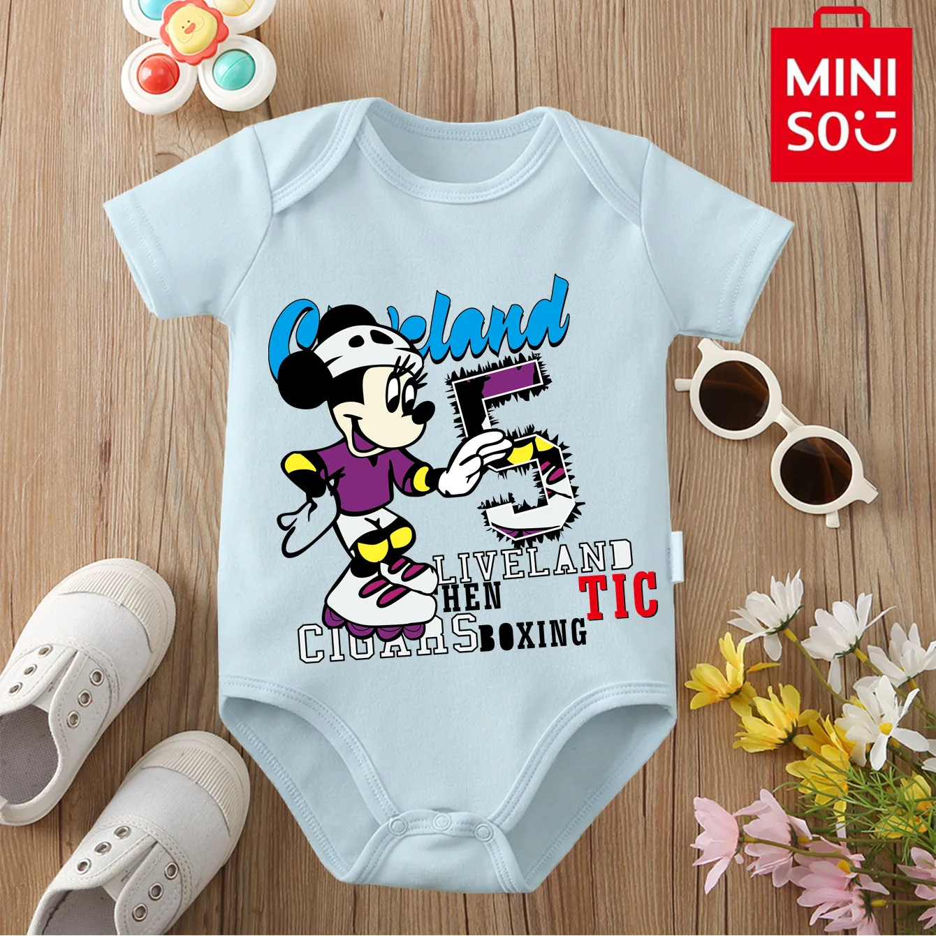 

Mickey Mouse Minnie MINISO Pure Cotton Bodysuit Soft Baby Cloths Gift for Baby Onesie Jumpsuit for 0 To 12 Months Cute Newborn