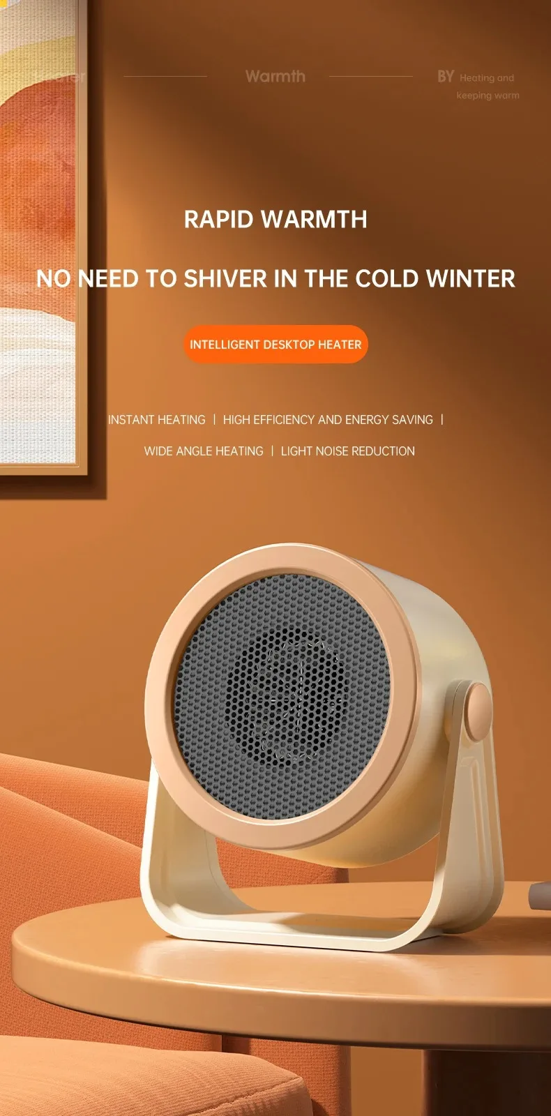 Tragbarer Desktop-Heißluftgebläse, Energieeffizienter Warmluftheizer, Geräuscharmer Warmluftgebläse, Mini-Energiesparheizgerät, Mini-Ventilator-Ofen – Detail 2
