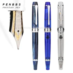 PENBBS 456 Resin Transparent Colorful Vacuum Filling Fountain Pen Fine Nib Fashion Writing Office Gift Ink Pen School Supplies