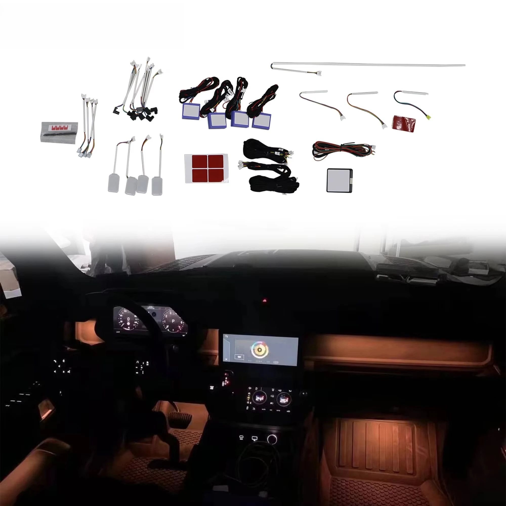 

Аксессуары для салона автомобиля Land Rover Defender, декоративное окружающее освещение, светодиодное освещение автомобиля