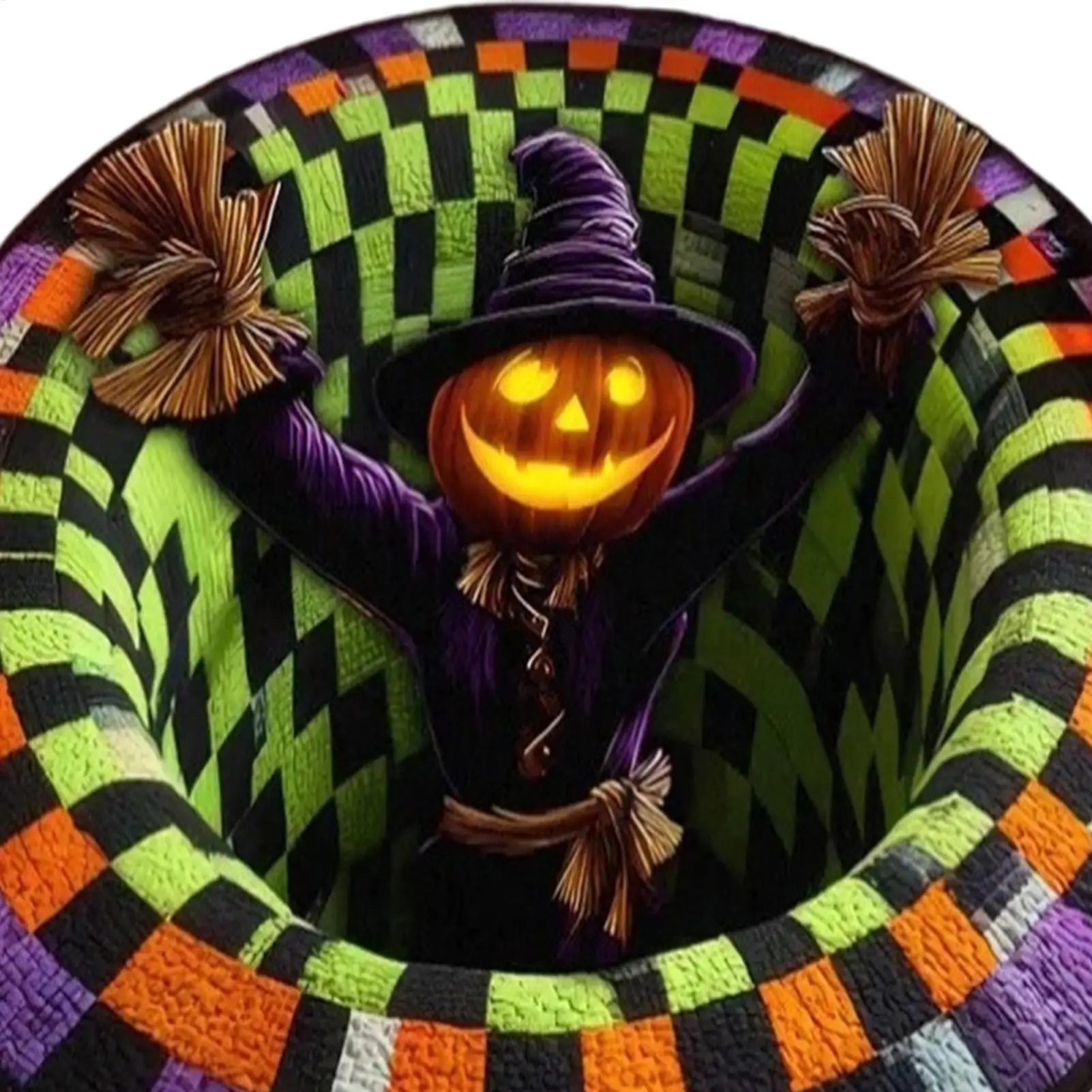 Scarecrow/ Vampire/ Spider/ Witch 3D Visual Illusion Round Rug Halloween Illusion Rug 23.62 Inch Halloween Non-Slip Floor mat